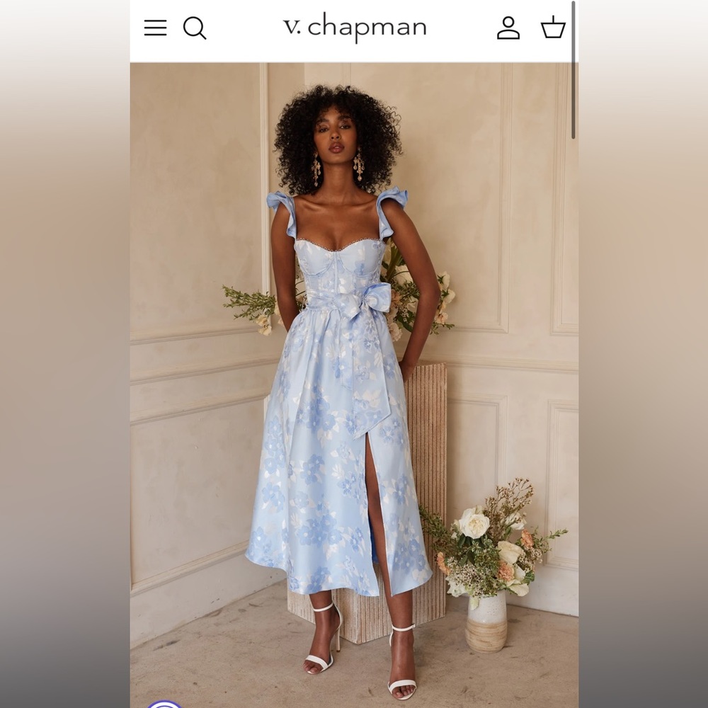 V Chapman - The Vera Dress in Chambray Blue Baroque Size 4
